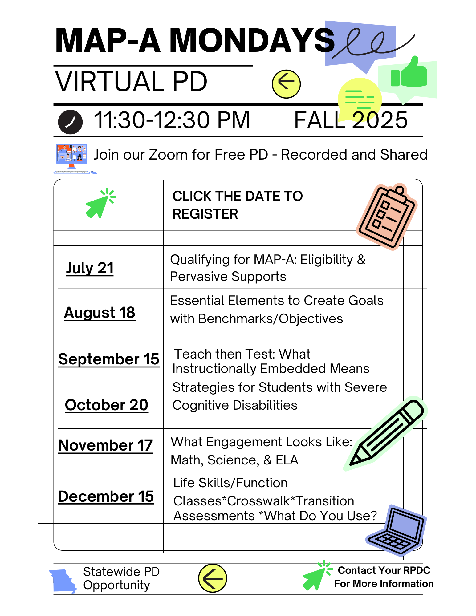 2025 Fall MAP-A Mondays Lunch & Learns
