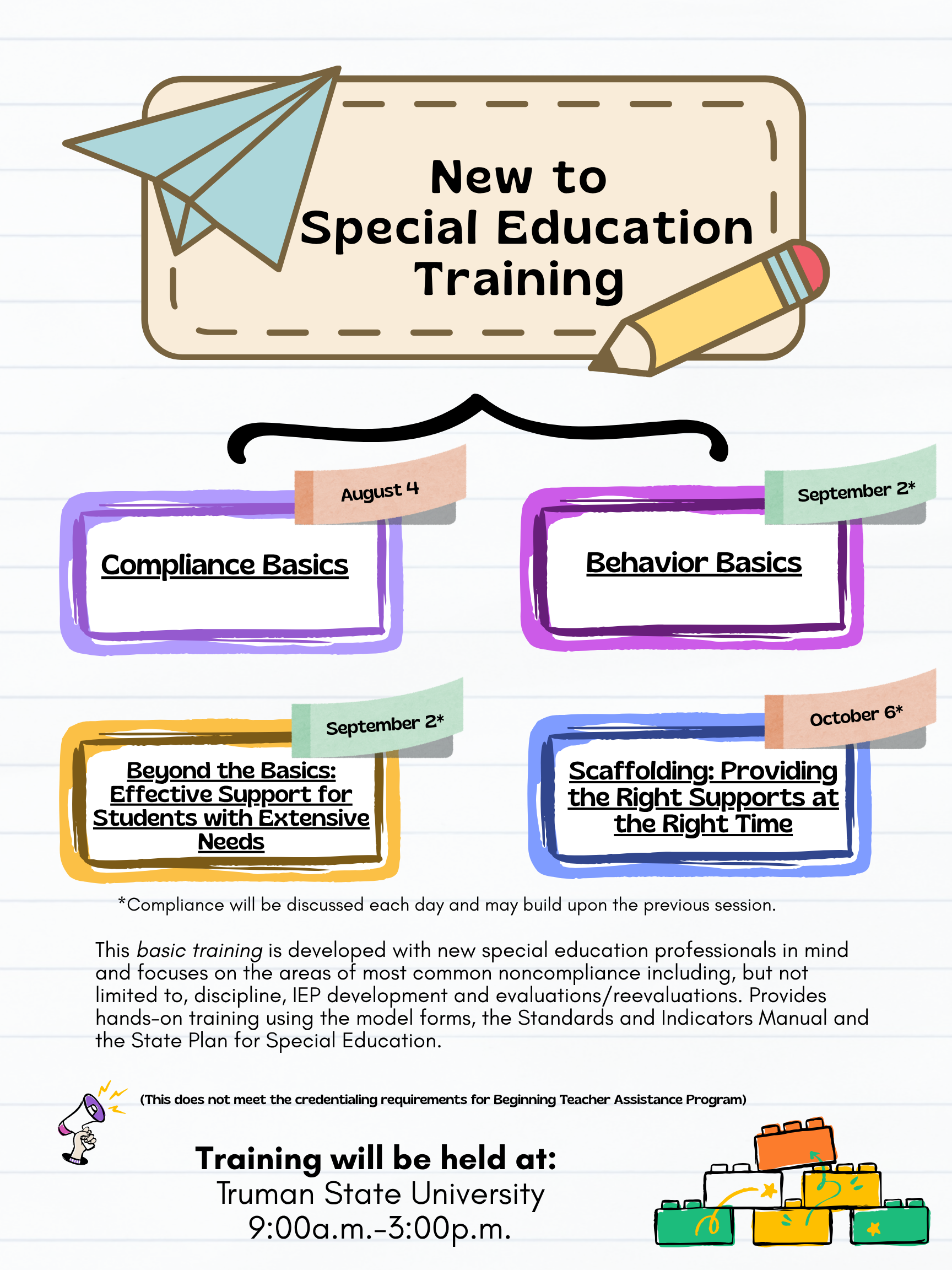 2026 New to Special Education Training flyer